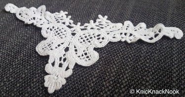 Off White Crochet Leaf Floral Applique, Wedding Sash, Gowns
